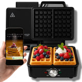 Vaflių keptuvė 2000W XXL, 2 dideli vafliai, Temperatūros reguliavimas, Nelipanti danga, Galinga