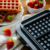 Vaflių keptuvė 2200W, 2 XXL vafliai, su laikmačiu, gilios plokštės, reguliuojama, nelipni danga