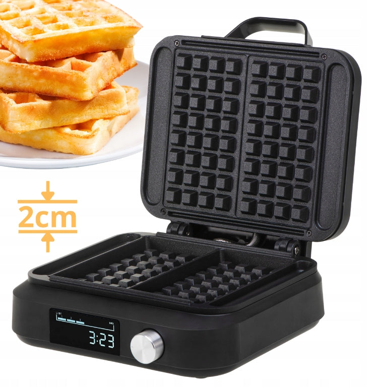 Vaflių keptuvė 2200W, 2 XXL vafliai, su laikmačiu, gilios plokštės, reguliuojama, nelipni danga