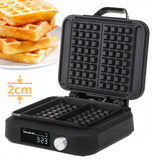 Vaflių keptuvė 2200W, 2 XXL vafliai, su laikmačiu, gilios plokštės, reguliuojama, nelipni danga