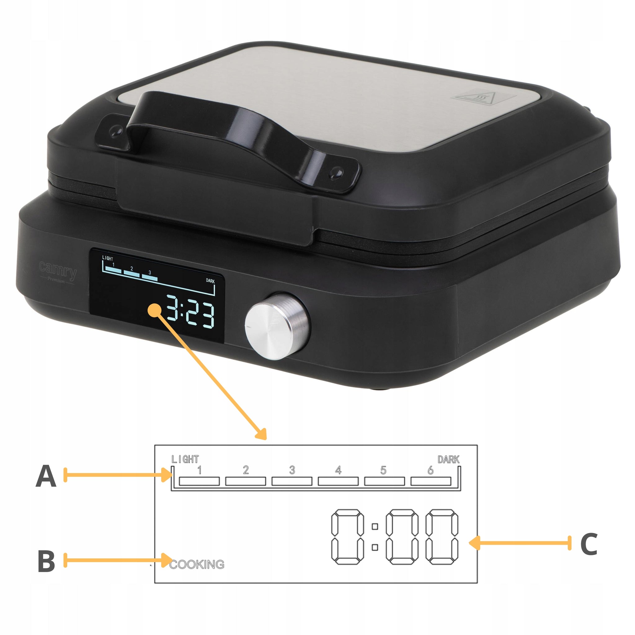Vaflių keptuvė 2200W, 2 XXL vafliai, su laikmačiu, gilios plokštės, reguliuojama, nelipni danga