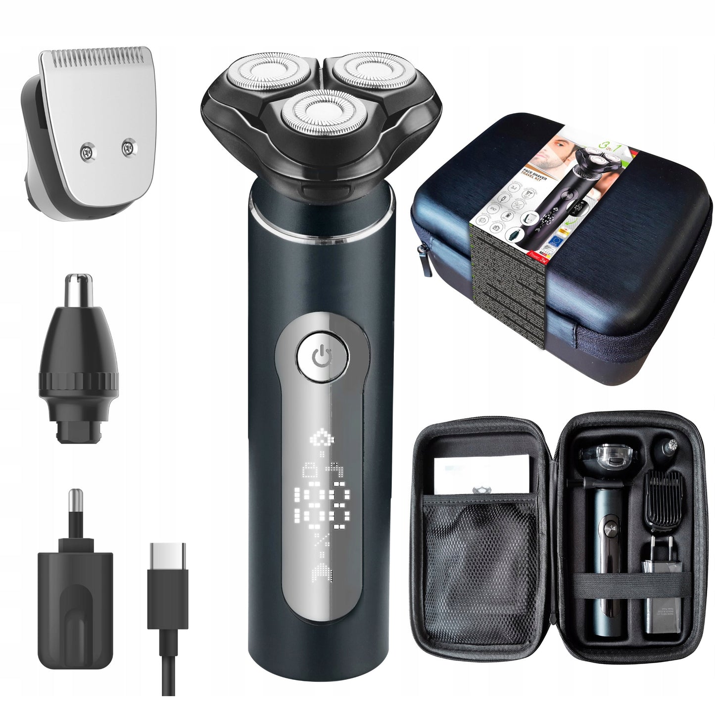 Vyriškas elektrinis skustuvas, kirpimo mašinėlė, nosies trimeris