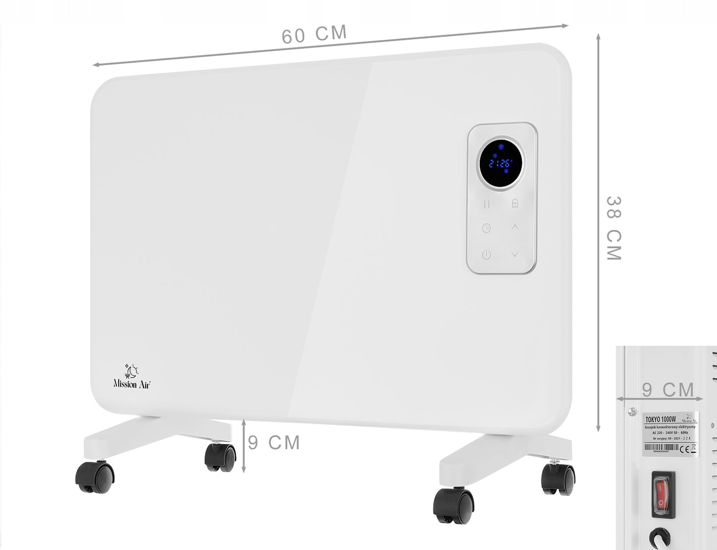 ELEKTRINIS ŠILDYTUVAS Konvektorinis EKONOMIŠKAS 1000W ECO WiFi Termostatas