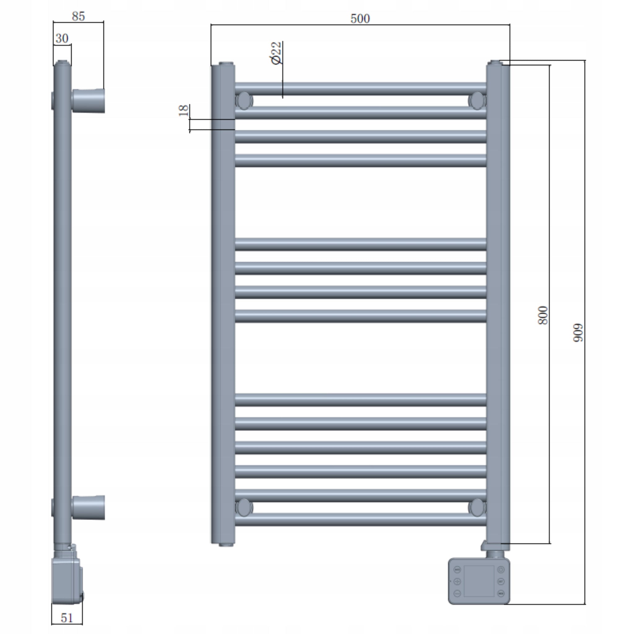 Elektrinis vonios šildytuvas Kopėtėlės Juodas Sieninis 90x50cm 600W Laikmatis