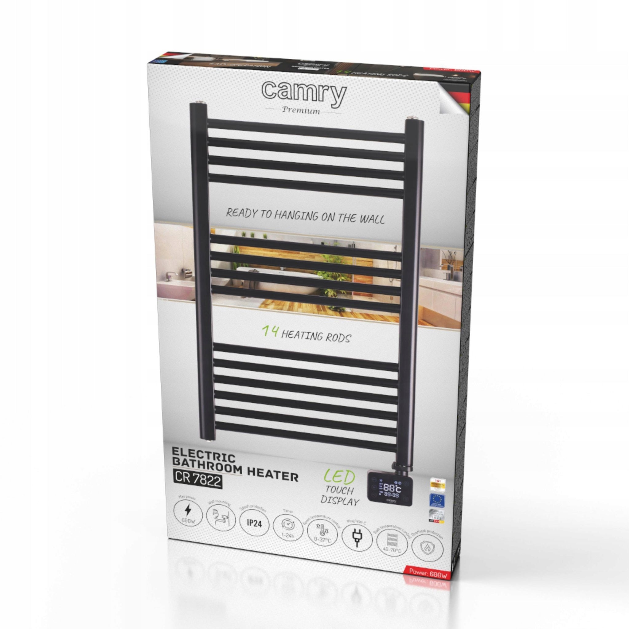 Elektrinis vonios šildytuvas Kopėtėlės Juodas Sieninis 90x50cm 600W Laikmatis