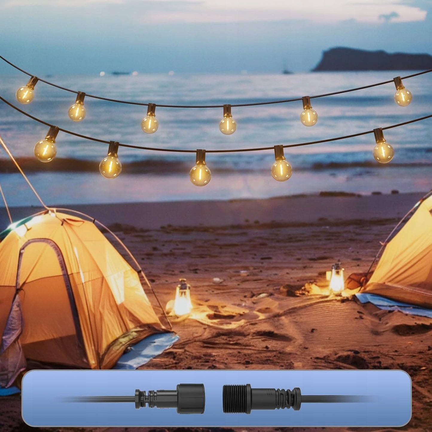 Lauko apšvietimo girlianda 20 m, 20 x 1 W LED lemputės, grandinėlė + 2 x E12 lemputės nemokamai