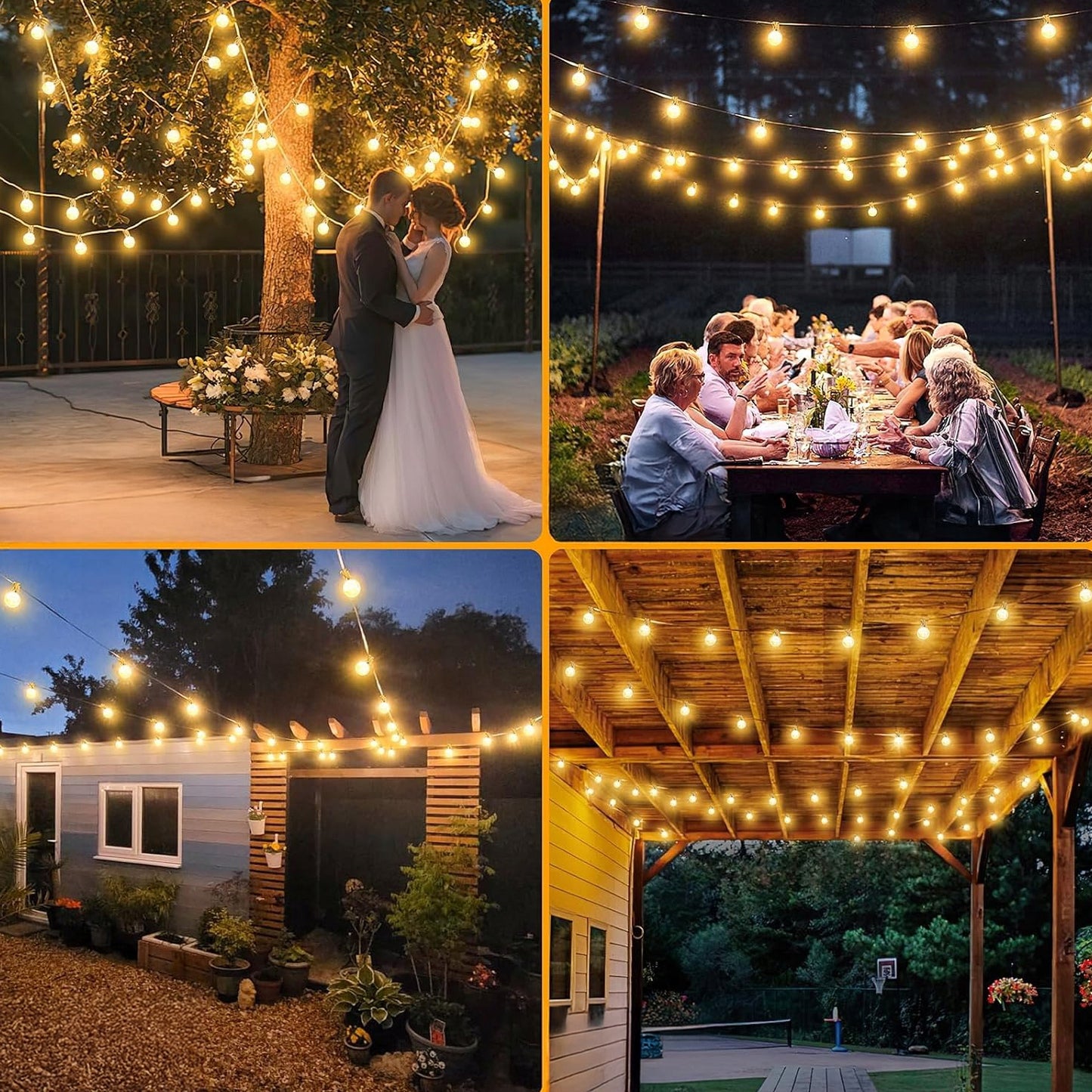 Lauko apšvietimo girlianda 20 m, 20 x 1 W LED lemputės, grandinėlė + 2 x E12 lemputės nemokamai