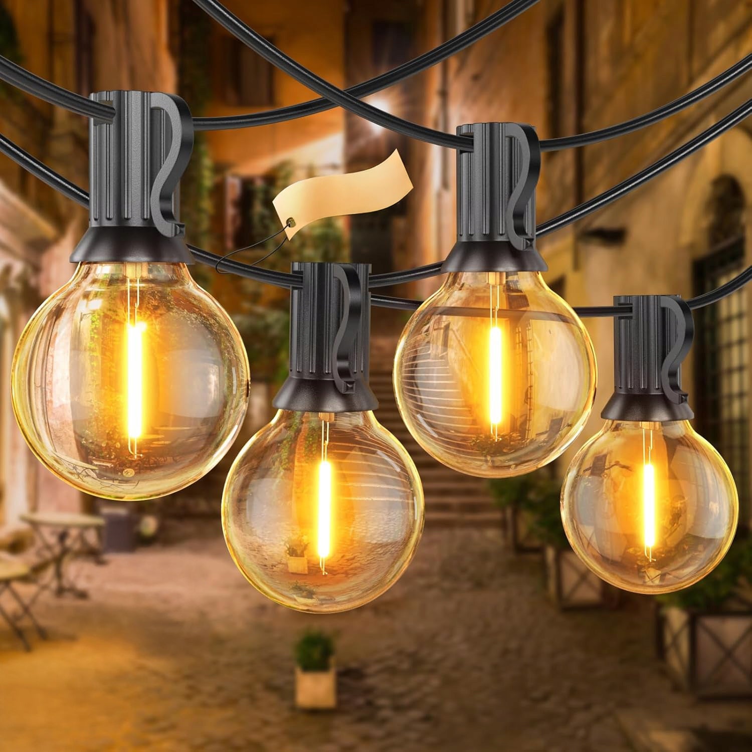 Lauko apšvietimo girlianda 20 m, 20 x 1 W LED lemputės, grandinėlė + 2 x E12 lemputės nemokamai