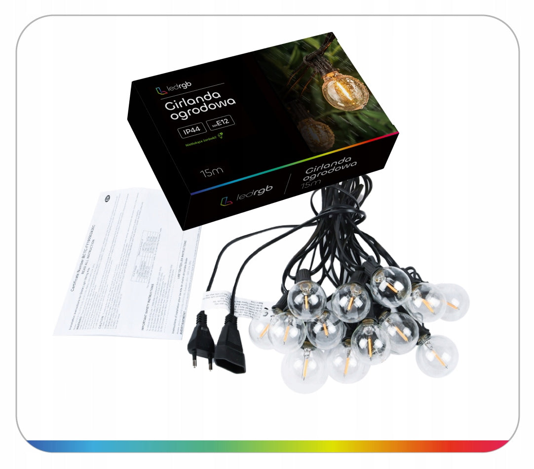 LED girlianda 30m 100+4 lemputės sodo terasos LED grandinėlė IP44