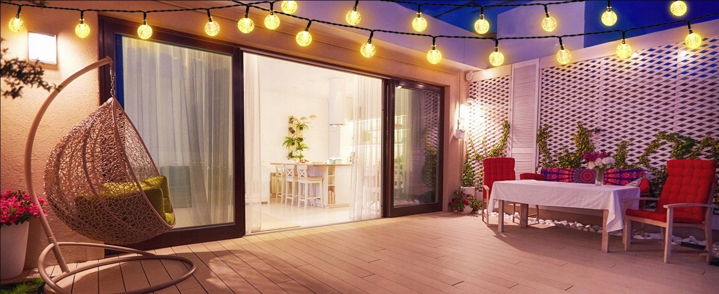 LED girlianda 30m 100+4 lemputės sodo terasos LED grandinėlė IP44