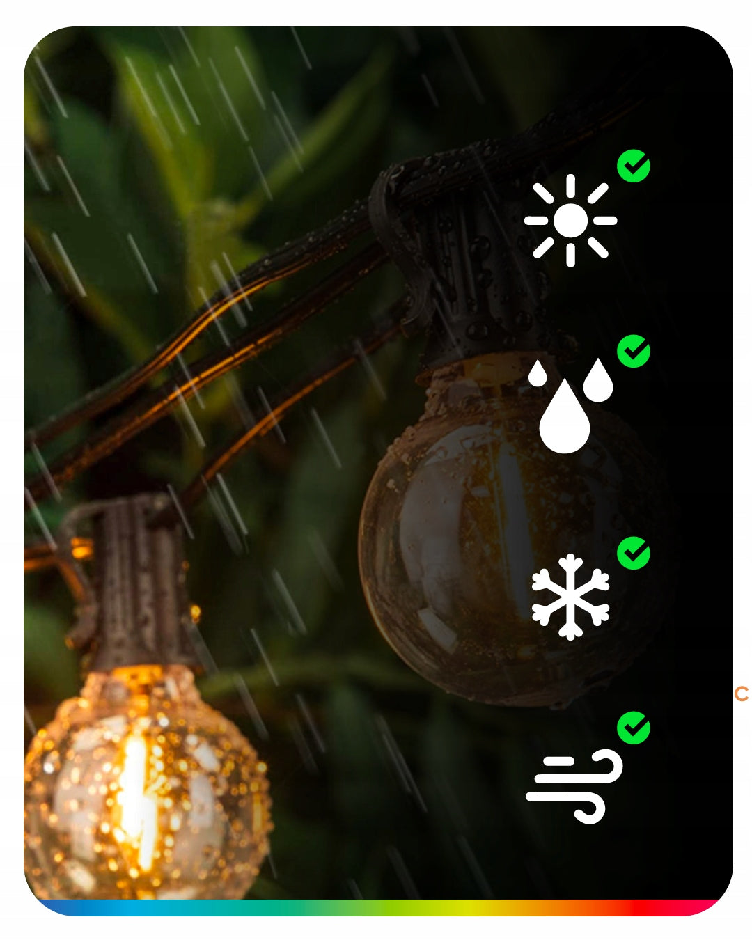 LED girlianda 30m 100+4 lemputės sodo terasos LED grandinėlė IP44