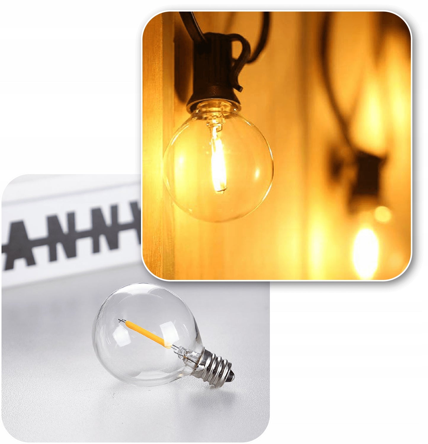 LED girlianda 30m 100+4 lemputės sodo terasos LED grandinėlė IP44