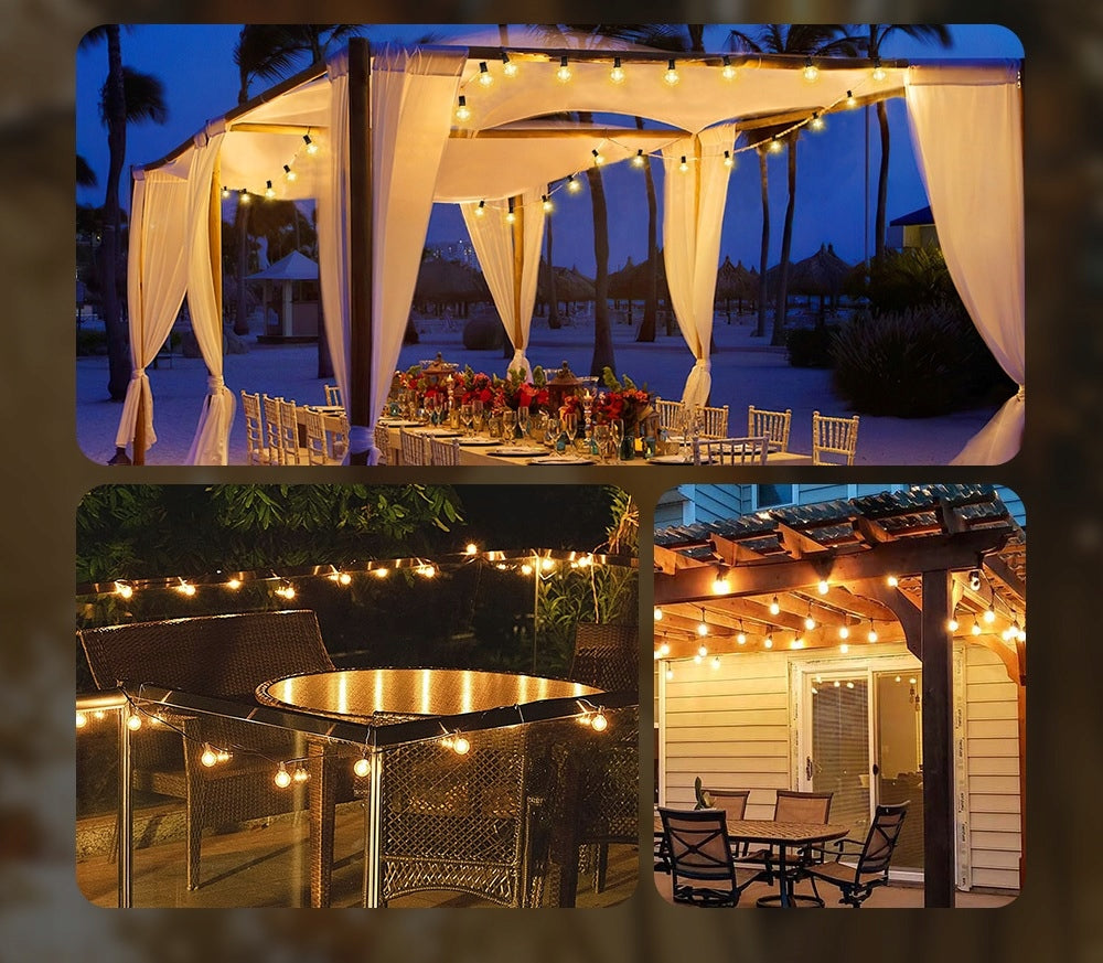 LED girlianda 30m 100+4 lemputės sodo terasos LED grandinėlė IP44