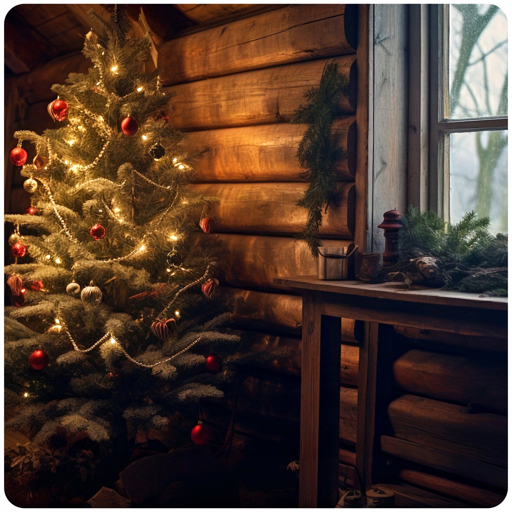 Girlianda iš auksinių šakelių su medine puošmena KALĖDINĖ ŠVENTINĖ