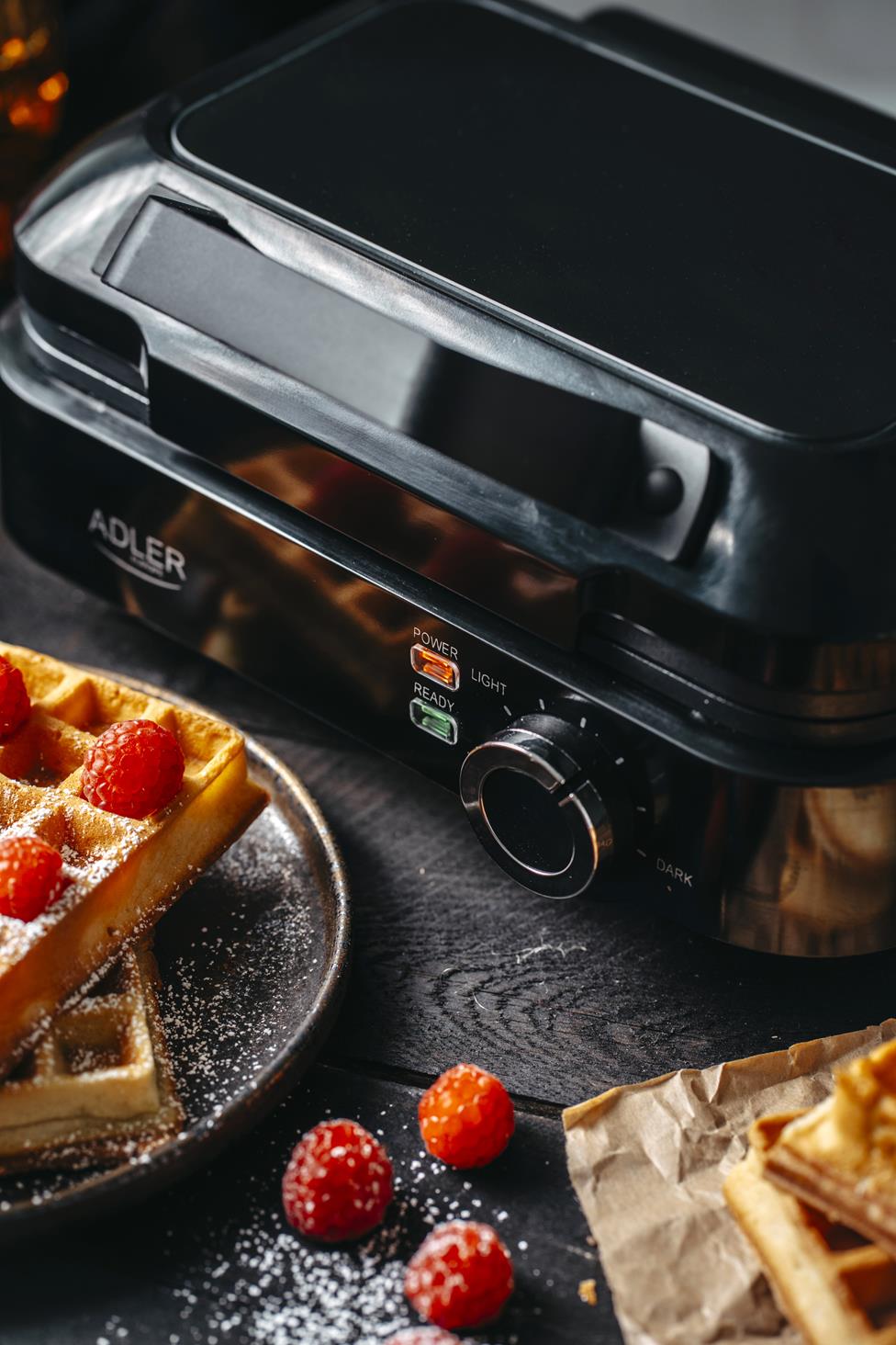 Gofravimo aparatas 2000W XXL 2 dideliems vafliams Sklandus temperatūros reguliavimas NON-STICK