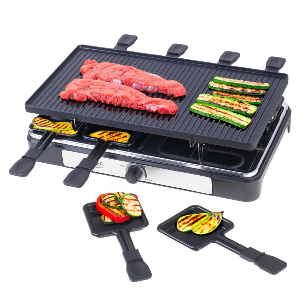 Galingas elektrinis raclette grilis, didelis XL, 1400W, 8 žmonėms