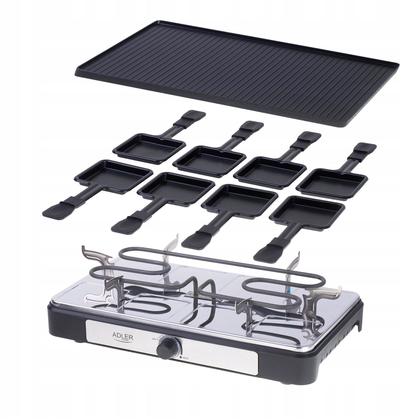 Galingas elektrinis raclette grilis, didelis XL, 1400W, 8 žmonėms