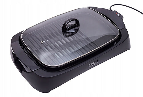 Galingas 3000W elektrinis grilis su stikliniu dangčiu, plokščia ir briaunota