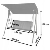 Laisvai pastatomos 3 vietų sodo sūpynės su stogeliu, patogios sodui Goliat