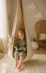 Sūpuoklės KOKON VELVET vaikams, pakabinama kėdė, pakabinamas fotelis SMĖLINĖS