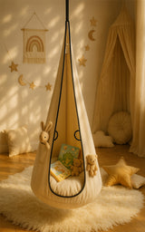 Sūpuoklės KOKON VELVET vaikams, pakabinama kėdė, pakabinamas fotelis SMĖLINĖS