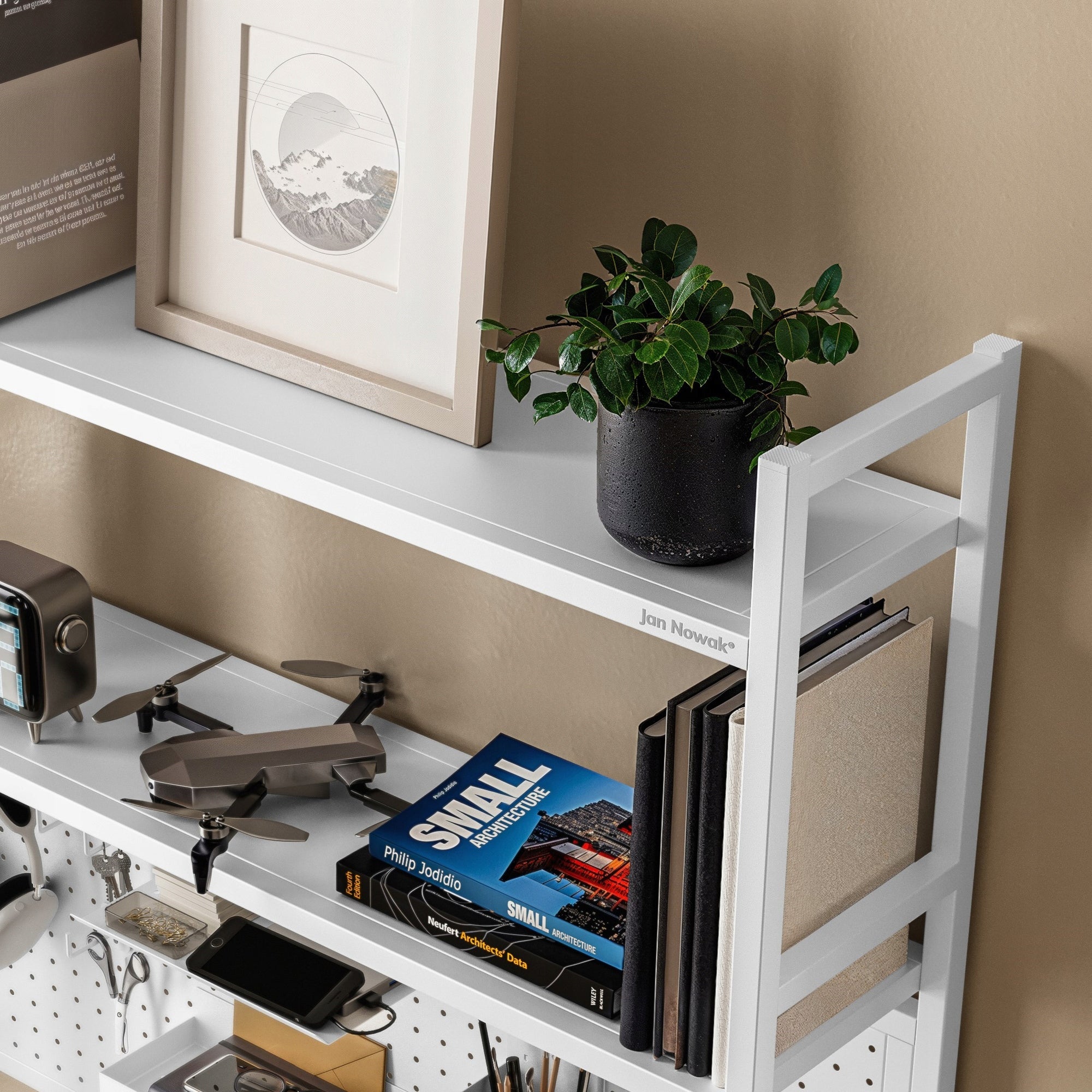 JAN NOWAK Metalinis stalo viršus 95 cm perforuotas JENNY: Balta