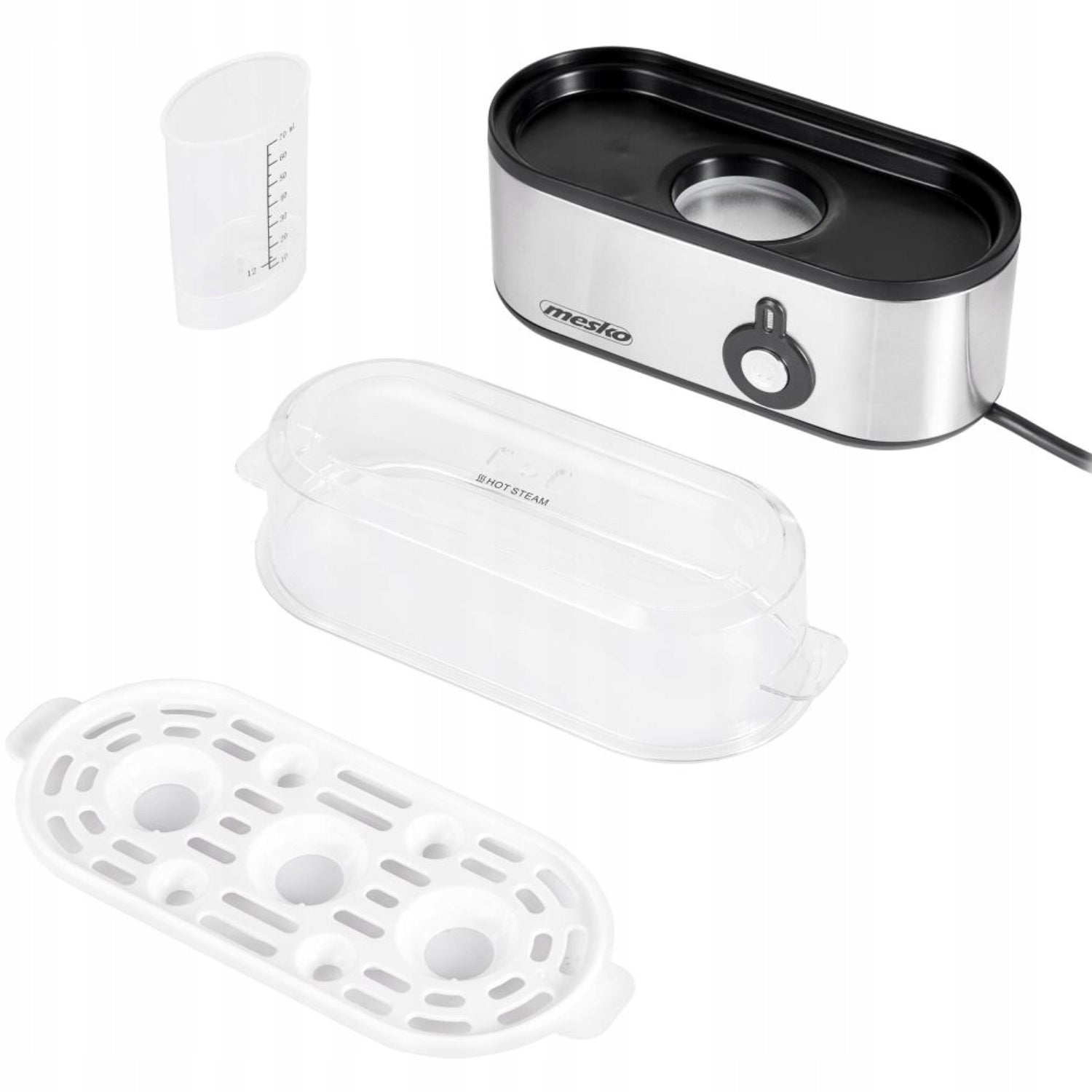 Elektrinis kiaušinių virintuvas 3 kiaušiniams, 3 kietumo lygiai: minkštai, vidutiniškai, kietai