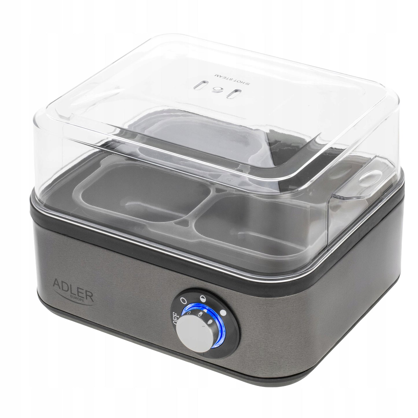 Kiaušinių viryklė 8 kiaušiniams, 3 kietumo lygiai: minkšti, vidutiniškai kieti, kieti