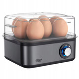 Kiaušinių viryklė 8 kiaušiniams, 3 kietumo lygiai: minkšti, vidutiniškai kieti, kieti