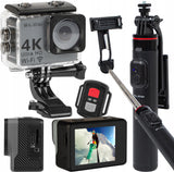 SPORTINĖ KAMERA GO PRO 4U 4K WIFI MIKROFONAS, atsparus vandeniui, selfie strypas 3in1