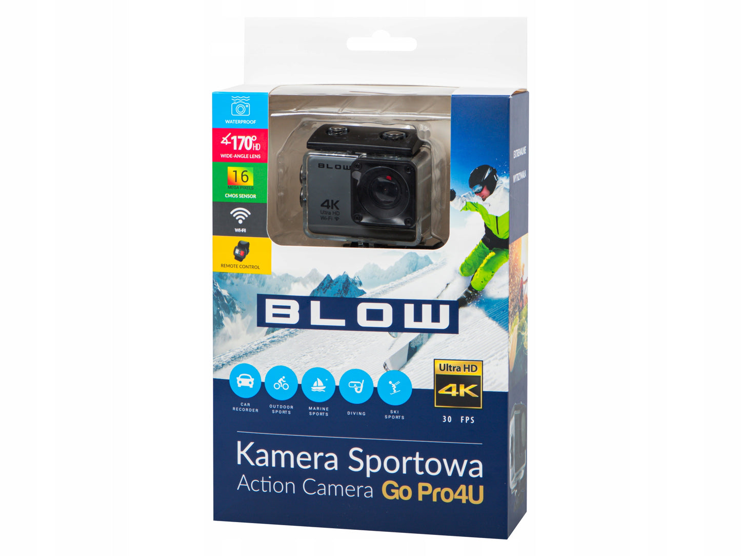 SPORTINĖ KAMERA GO Pro4U 4K WIFI USB MIKROFONAS, atsparus vandeniui, su priedais, rinkinys