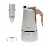 450 ml Espreso kavos virimo aparatas, veikia ant indukcinės kaitlentės, dujinės viryklės + pieno putų plakiklis
