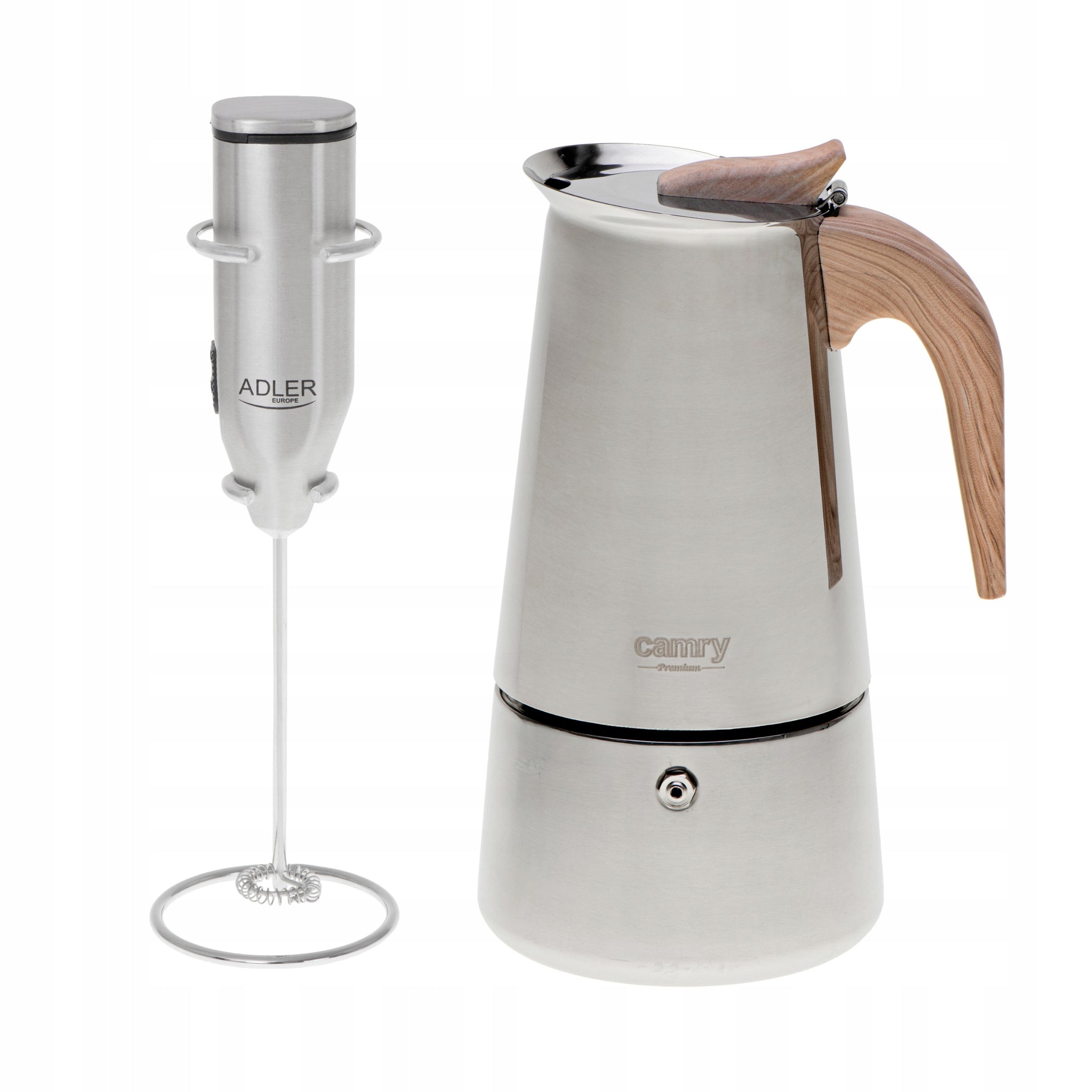 450 ml Espreso kavos virimo aparatas, veikia ant indukcinės kaitlentės, dujinės viryklės + pieno putų plakiklis