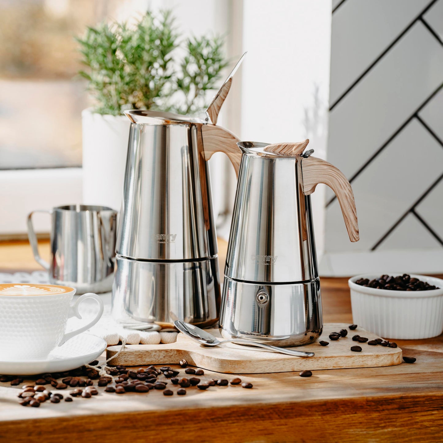 Plieninė Espreso kavos virimo kavinukė, veikia ant indukcinių ir dujinių viryklių, 350ml