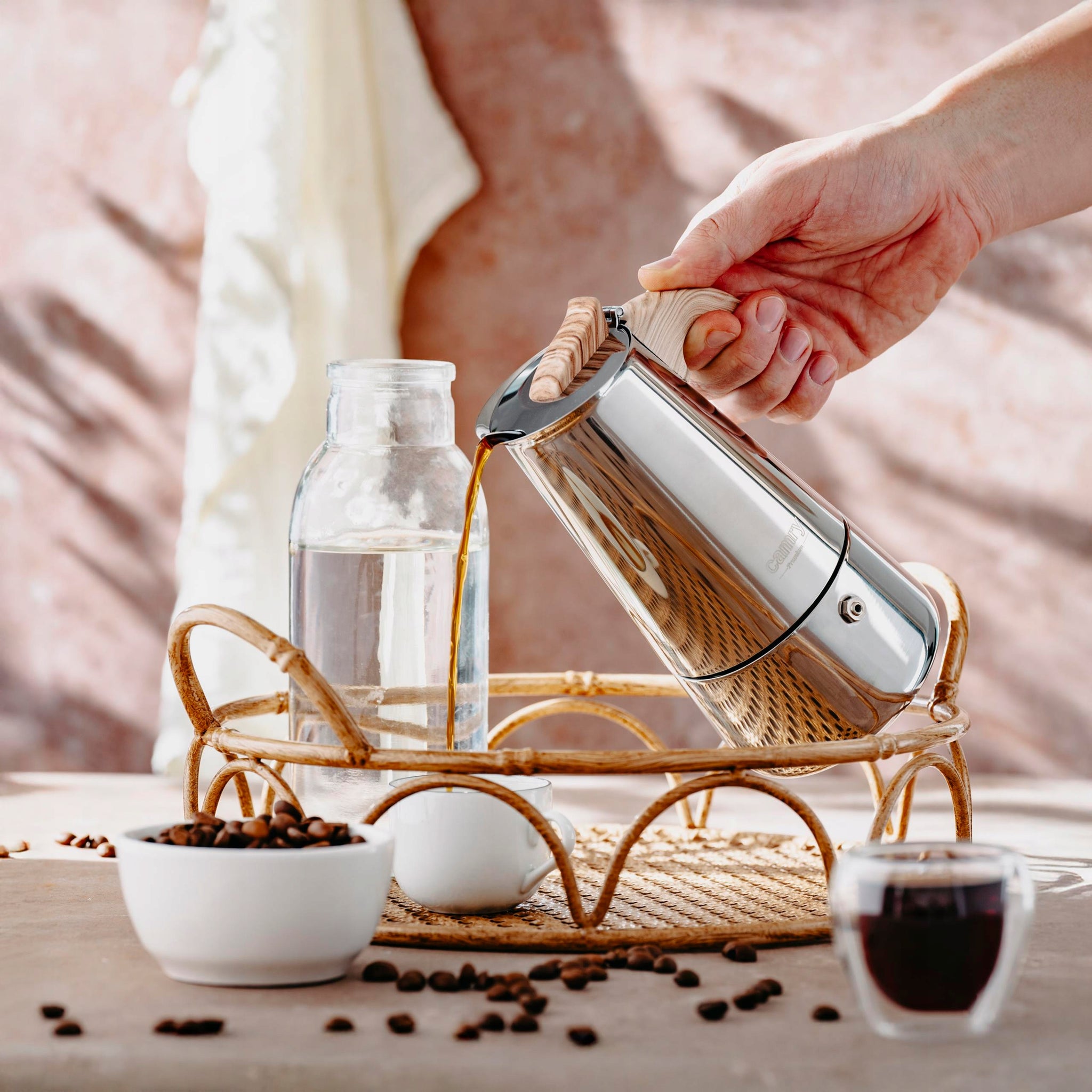 Kavinukas kavos virimo aparatas ESPRESSO, veikia ant indukcijos ir dujų, plieninis, 450ml