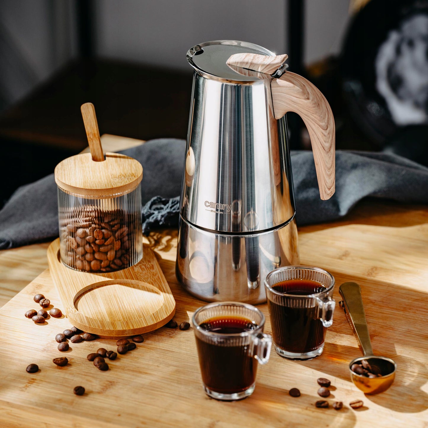 Kavinukas kavos virimo aparatas ESPRESSO, veikia ant indukcijos ir dujų, plieninis, 450ml