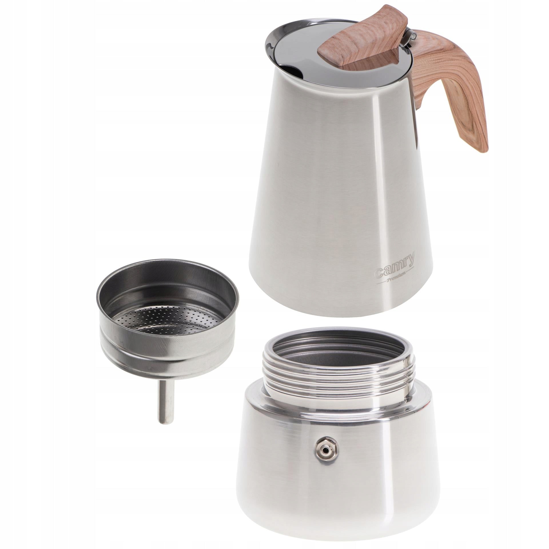 Kavinukas kavos virimo aparatas ESPRESSO, veikia ant indukcijos ir dujų, plieninis, 450ml