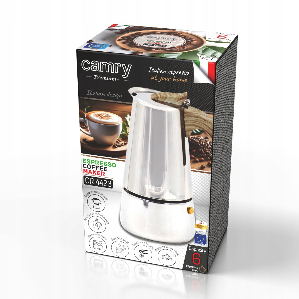 Kavinukas kavos virimo aparatas ESPRESSO, veikia ant indukcijos ir dujų, plieninis, 450ml