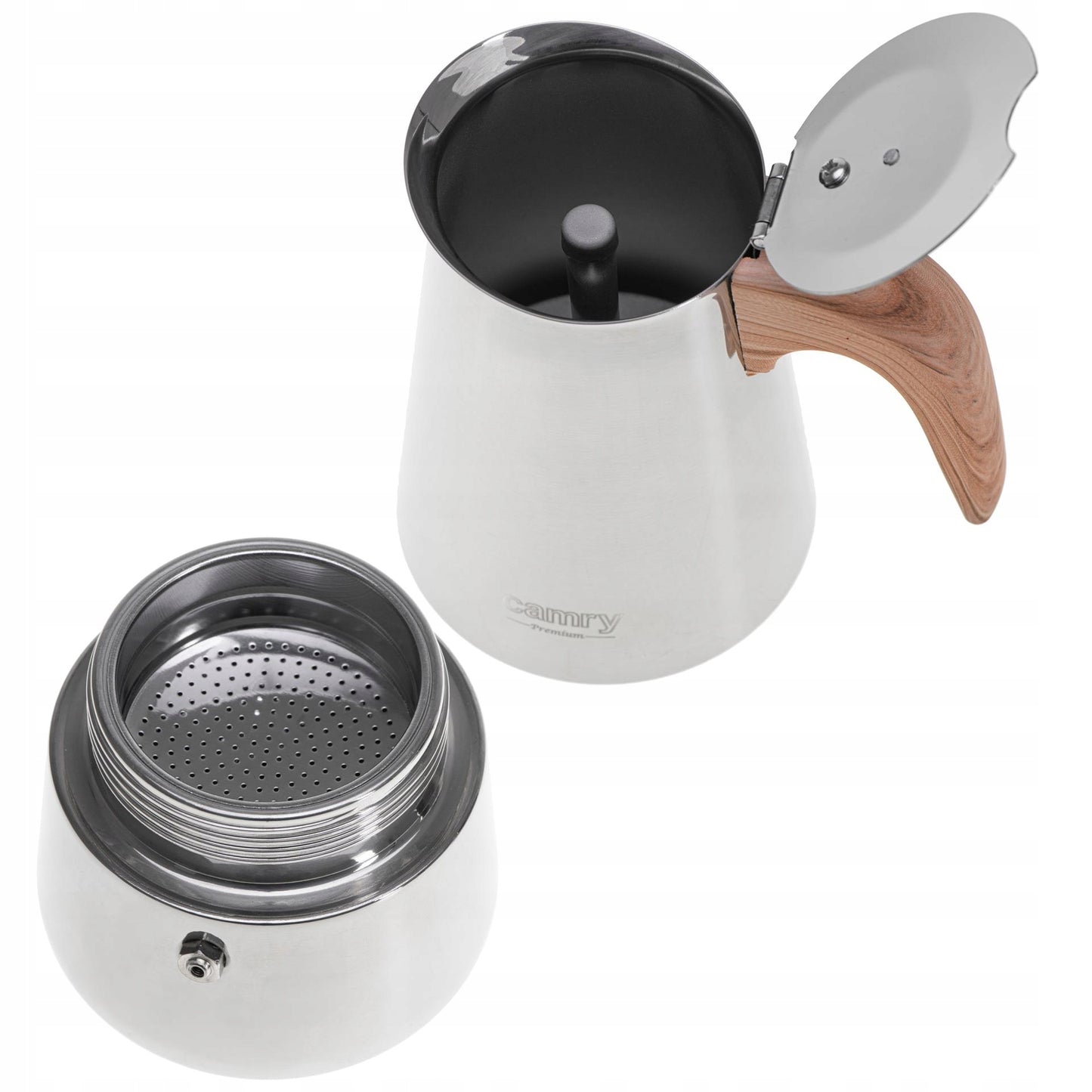 Kavinukas kavos virimo aparatas ESPRESSO, veikia ant indukcijos ir dujų, plieninis, 450ml