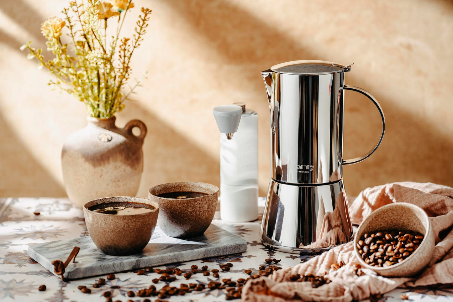 Kavinukas kavos virimo aparatas espresso, tinka indukcinėms, dujinėms viryklėms, plieninis, 500ml