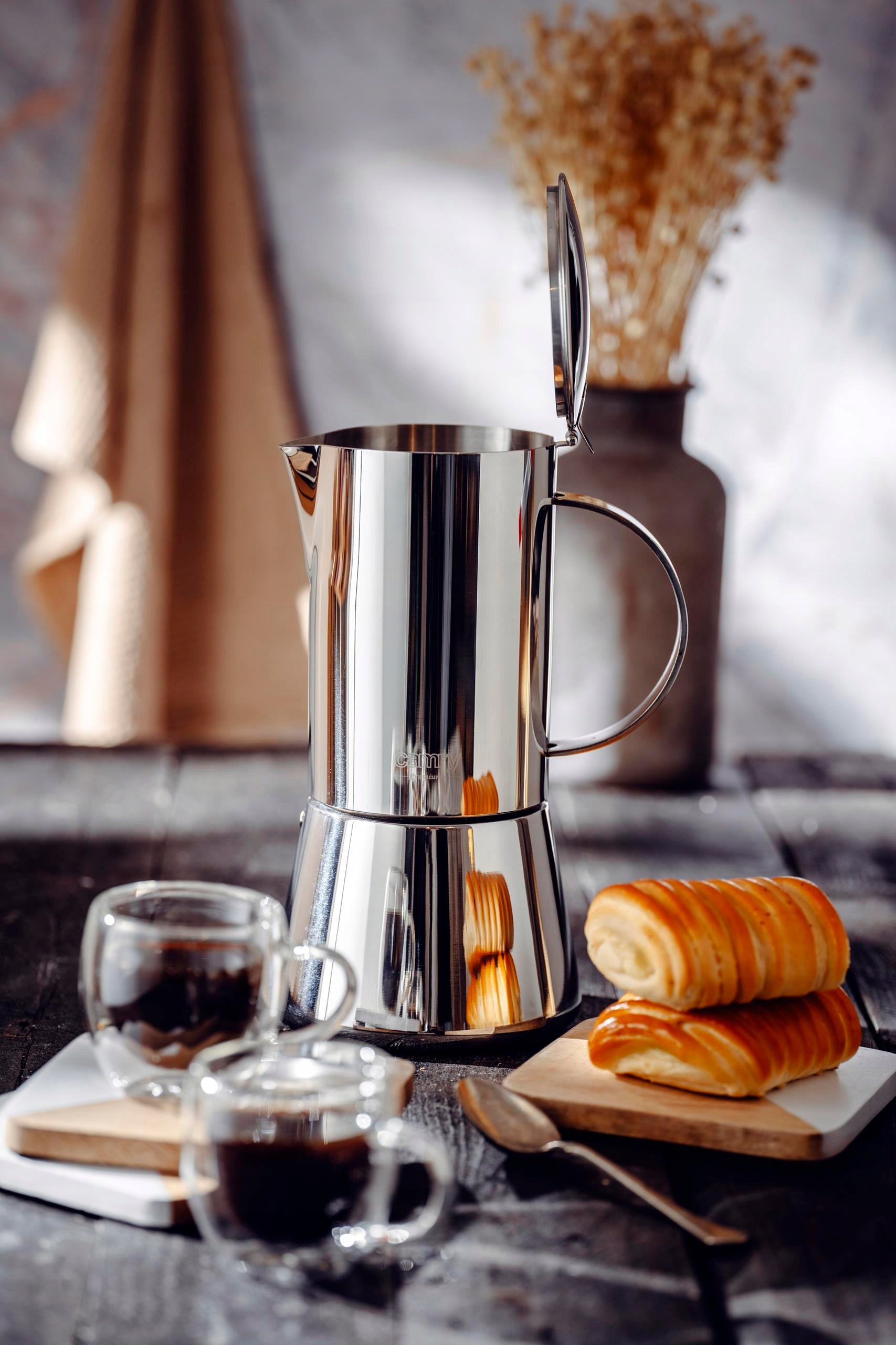 Kavinukas kavos virimo aparatas espresso, tinka indukcinėms, dujinėms viryklėms, plieninis, 500ml