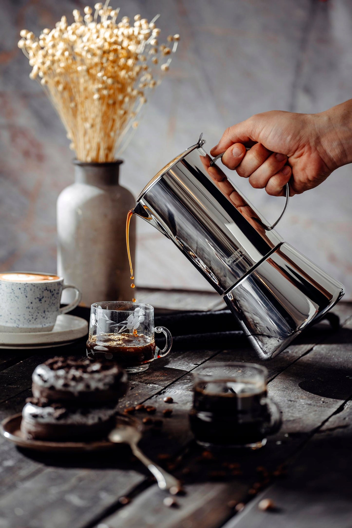 Kavinukas kavos virimo aparatas espresso, tinka indukcinėms, dujinėms viryklėms, plieninis, 500ml