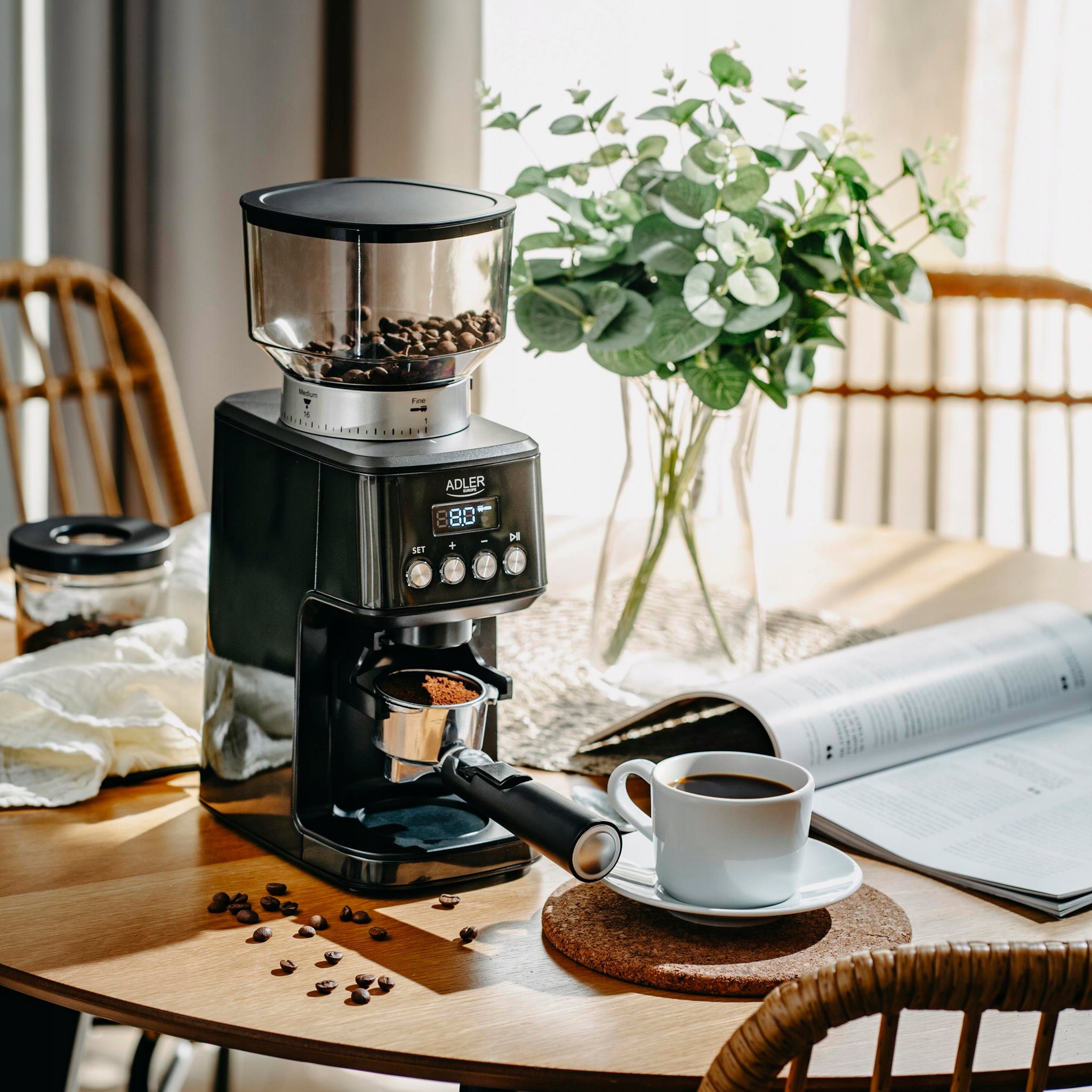 Kavos viryklė 450ml ant indukcinės / dujinės viryklės, plieninė + rankinis kavos malūnėlis