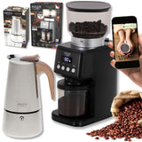 Kavos viryklė 450ml ant indukcinės / dujinės viryklės, plieninė + rankinis kavos malūnėlis