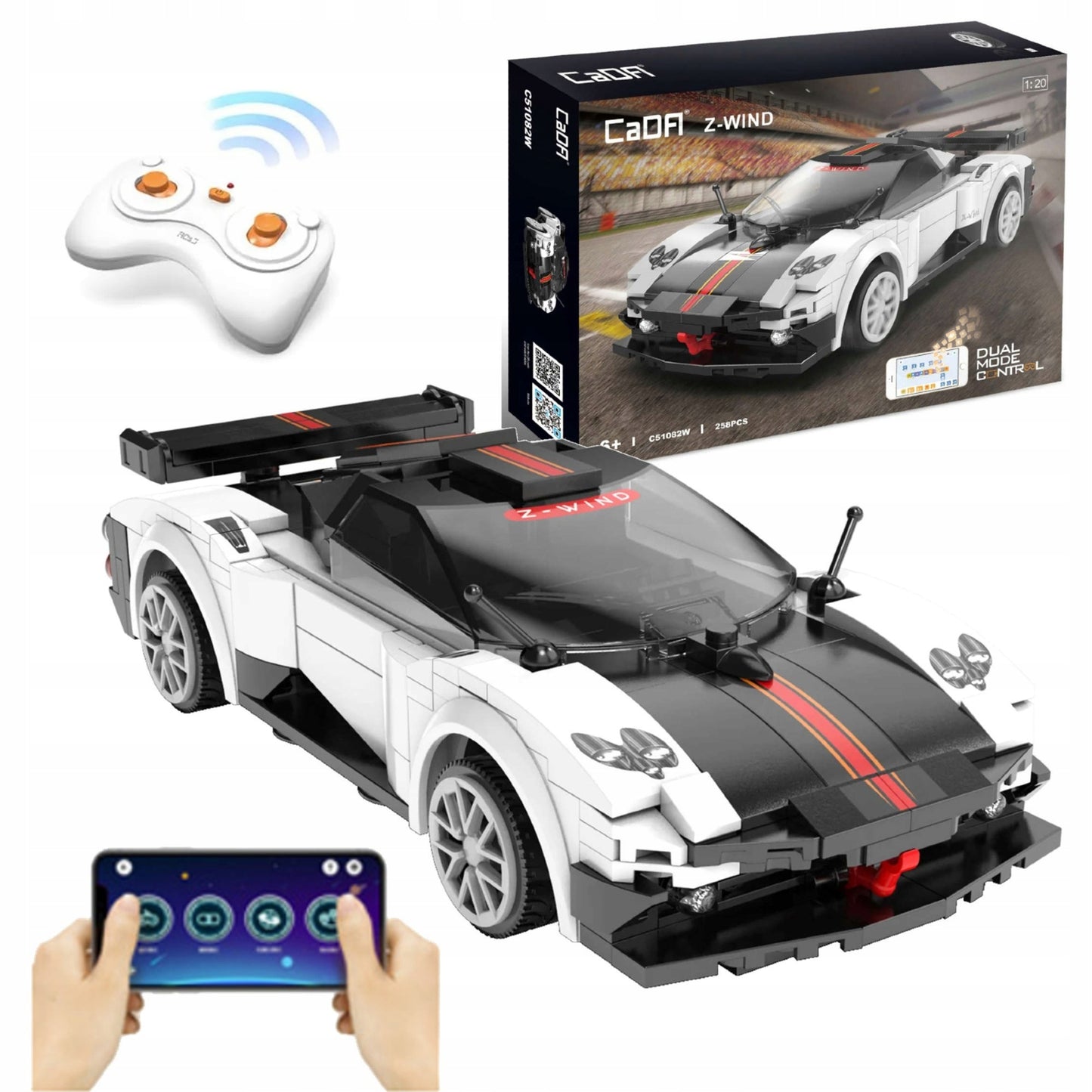 Konstrukciniai blokeliai CADA RC automobilis Z-WIND 258 el. valdomas telefonu