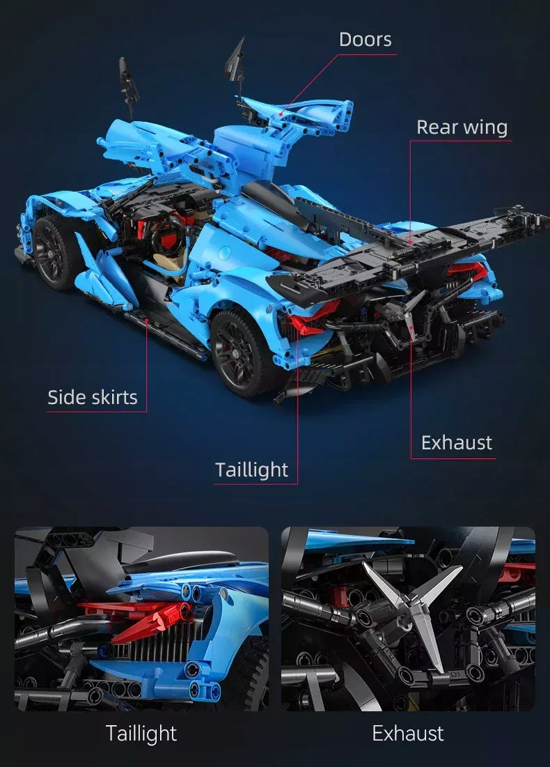 Statybinės kaladėlės CaDA Sportinis automobilis 60 cm V12 Hiperautomobilis Lenktyninė transporto priemonė 3865 el.