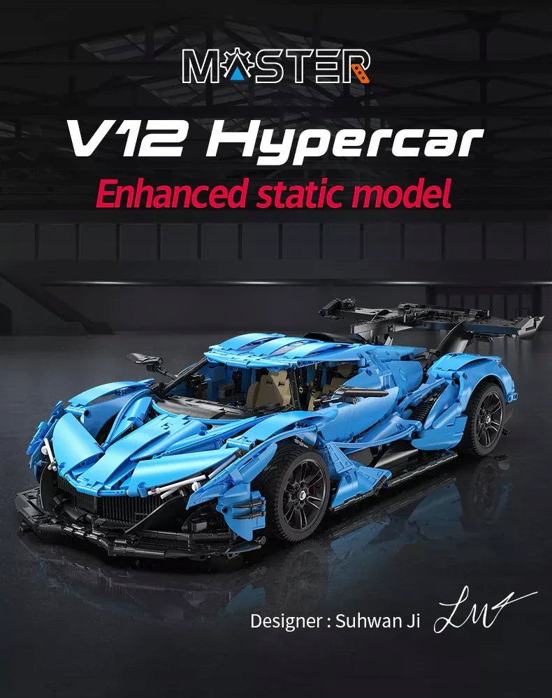 Statybinės kaladėlės CaDA Sportinis automobilis 60 cm V12 Hiperautomobilis Lenktyninė transporto priemonė 3865 el.