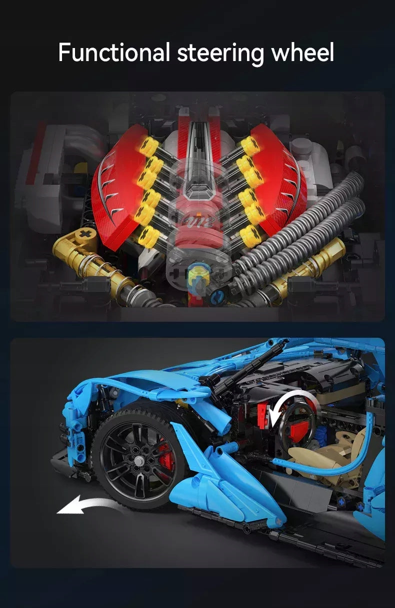 Statybinės kaladėlės CaDA Sportinis automobilis 60 cm V12 Hiperautomobilis Lenktyninė transporto priemonė 3865 el.