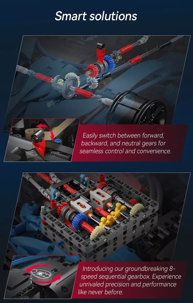 Statybinės kaladėlės CaDA Sportinis automobilis 60 cm V12 Hiperautomobilis Lenktyninė transporto priemonė 3865 el.