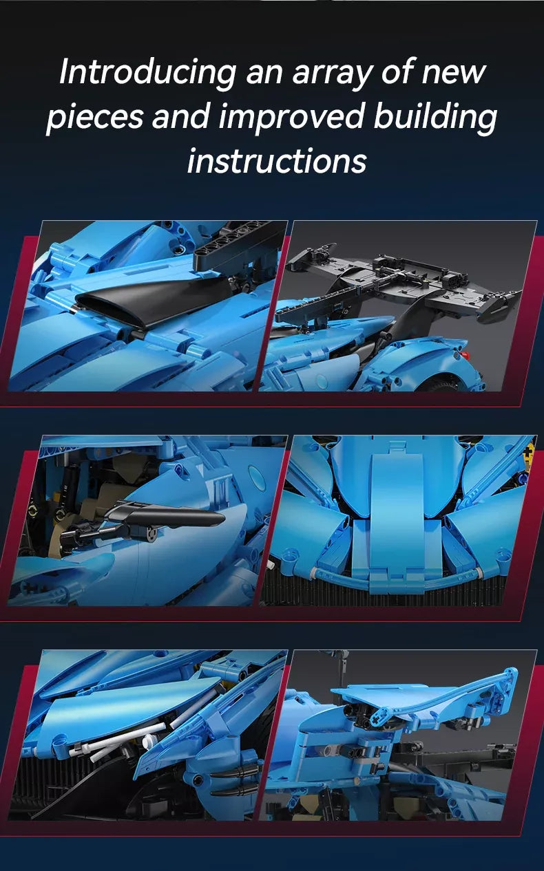 Statybinės kaladėlės CaDA Sportinis automobilis 60 cm V12 Hiperautomobilis Lenktyninė transporto priemonė 3865 el.